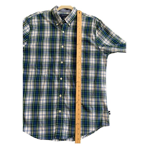 Crown & Ivy Blue Green Plaid Long Sleeve Button Down Shirt Classic Fit Size Med - Picture 9 of 9